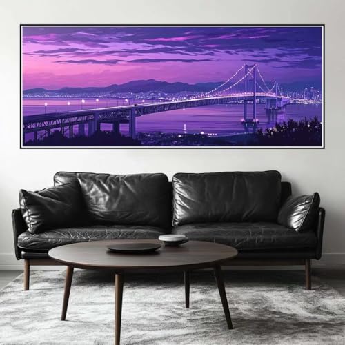 Malen Nach Zahlen Stadt Malen Nach Zahlen Erwachsene Brücke, 100 X 40 cm XXL Groß Acrylfarben Ölgemälde, DIY Malen Nach Zahlen Kinder Anfänger Paint by Numbers Set für Wand Dekor (Ohne Rahmen) -H637 von Kggyele