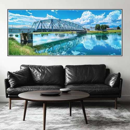 Malen Nach Zahlen Stadt Malen Nach Zahlen Erwachsene Brücke, 100 X 40 cm XXL Groß Acrylfarben Ölgemälde, DIY Malen Nach Zahlen Kinder Anfänger Paint by Numbers Set für Wand Dekor (Ohne Rahmen) -H746 von Kggyele