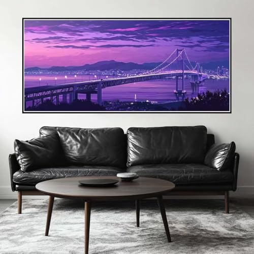 Malen Nach Zahlen Stadt Malen Nach Zahlen Erwachsene Brücke, 150 X 75 cm XXL Groß Acrylfarben Ölgemälde, DIY Malen Nach Zahlen Kinder Anfänger Paint by Numbers Set für Wand Dekor (Ohne Rahmen) -H637 von Kggyele