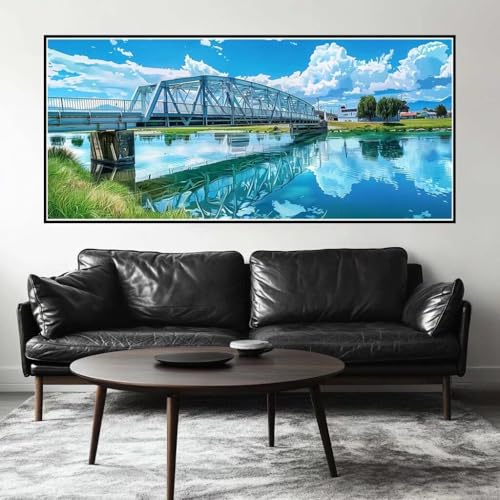 Malen Nach Zahlen Stadt Malen Nach Zahlen Erwachsene Brücke, 150 X 75 cm XXL Groß Acrylfarben Ölgemälde, DIY Malen Nach Zahlen Kinder Anfänger Paint by Numbers Set für Wand Dekor (Ohne Rahmen) -H746 von Kggyele