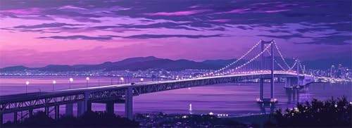 Malen Nach Zahlen Stadt Malen Nach Zahlen Erwachsene Brücke, 85x255 cm XXL Groß Acrylfarben Ölgemälde, DIY Malen Nach Zahlen Kinder Anfänger Paint by Numbers Set für Wand Dekor (Ohne Rahmen) -H637 von Kggyele