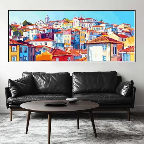 Malen Nach Zahlen Stadt Malen Nach Zahlen Erwachsene Gebäude, 200 X 80 cm XXL Groß Acrylfarben Ölgemälde, DIY Malen Nach Zahlen Kinder Anfänger Paint by Numbers Set für Wand Dekor (Ohne Rahmen) -H915 von Kggyele