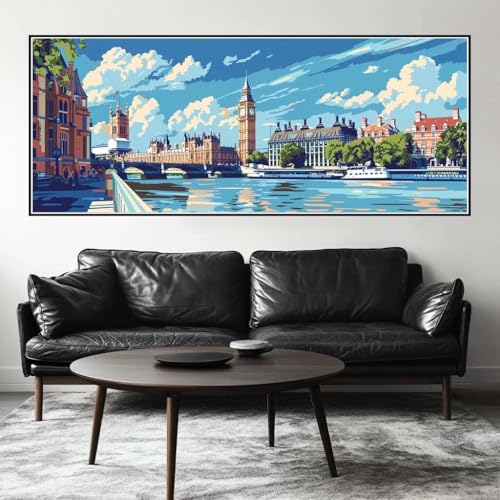 Malen Nach Zahlen Stadt Malen Nach Zahlen Erwachsene Landschaft, 125 X 50 cm XXL Groß Acrylfarben Ölgemälde, DIY Malen Nach Zahlen Kinder Anfänger Set Bastelset für Wand Dekor (Ohne Rahmen) -H513 von Kggyele