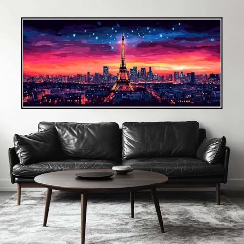 Malen Nach Zahlen Stadt Malen Nach Zahlen Erwachsene Landschaft, 90 X 45 cm XXL Groß Acrylfarben Ölgemälde, DIY Malen Nach Zahlen Kinder Anfänger Paint by Numbers Set für Wand Dekor(Ohne Rahmen)-H651 von Kggyele