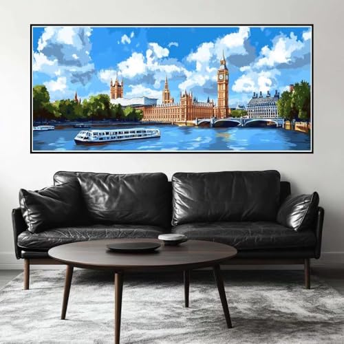 Malen Nach Zahlen Stadt Malen Nach Zahlen Erwachsene London, 190 X 95 cm XXL Groß Acrylfarben Ölgemälde, DIY Malen Nach Zahlen Kinder Anfänger Paint by Numbers Set für Wand Dekor (Ohne Rahmen) -H693 von Kggyele