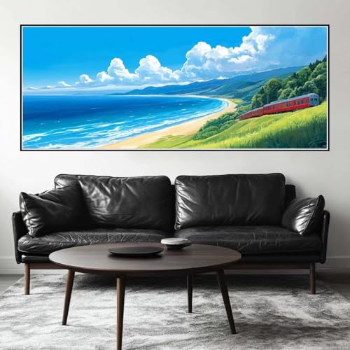 Malen Nach Zahlen Strand Malen Nach Zahlen Erwachsene Landschaft, 175 X 70 cm XXL Groß Acrylfarben Ölgemälde, DIY Malen Nach Zahlen Kinder Anfänger Set Bastelset für Wand Dekor (Ohne Rahmen) -H835 von Kggyele
