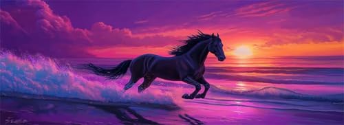 Malen Nach Zahlen Strand Malen Nach Zahlen Erwachsene Pferd, 85x255 cm XXL Groß Acrylfarben Ölgemälde, DIY Malen Nach Zahlen Kinder Anfänger Paint by Numbers Set für Wand Dekor (Ohne Rahmen) -H734 von Kggyele