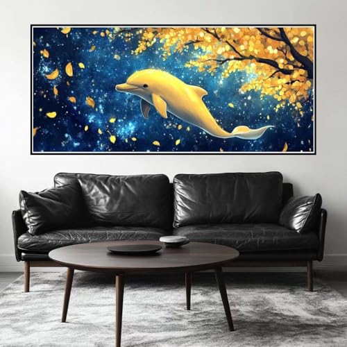 Malen Nach Zahlen Süß Malen Nach Zahlen Erwachsene Delfin, 190 X 95 cm XXL Groß Acrylfarben Ölgemälde, DIY Malen Nach Zahlen Kinder Anfänger Paint by Numbers Set für Wand Dekor (Ohne Rahmen) -H521 von Kggyele