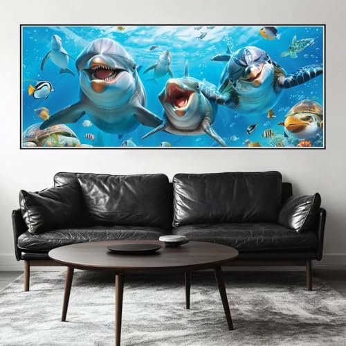 Malen Nach Zahlen Süß Malen Nach Zahlen Erwachsene Delfin, 225 X 90 cm XXL Groß Acrylfarben Ölgemälde, DIY Malen Nach Zahlen Kinder Anfänger Paint by Numbers Set für Wand Dekor (Ohne Rahmen) -H206 von Kggyele