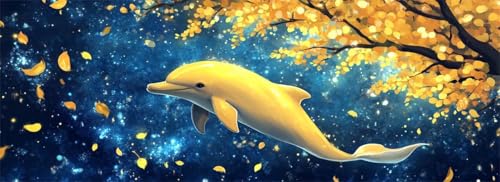 Malen Nach Zahlen Süß Malen Nach Zahlen Erwachsene Delfin, 75x225 cm XXL Groß Acrylfarben Ölgemälde, DIY Malen Nach Zahlen Kinder Anfänger Paint by Numbers Set für Wand Dekor (Ohne Rahmen) -H521 von Kggyele