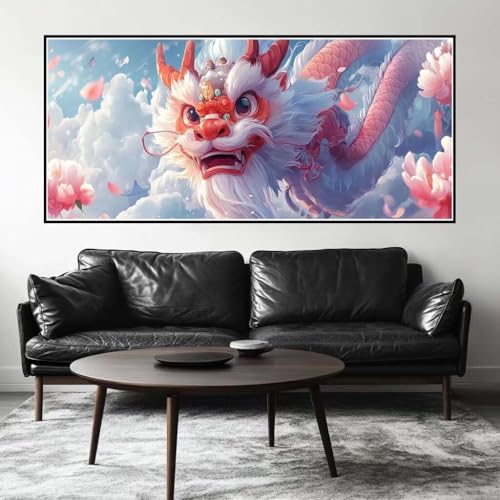 Malen Nach Zahlen Süß Malen Nach Zahlen Erwachsene Drache, 130 X 65 cm XXL Groß Acrylfarben Ölgemälde, DIY Malen Nach Zahlen Kinder Anfänger Paint by Numbers Set für Wand Dekor (Ohne Rahmen) -H541 von Kggyele