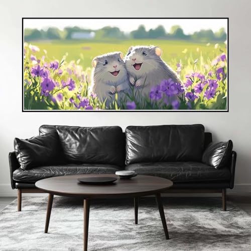 Malen Nach Zahlen Süß Malen Nach Zahlen Erwachsene Hamster, 190 X 95 cm XXL Groß Acrylfarben Ölgemälde, DIY Malen Nach Zahlen Kinder Anfänger Paint by Numbers Set für Wand Dekor (Ohne Rahmen) -H546 von Kggyele