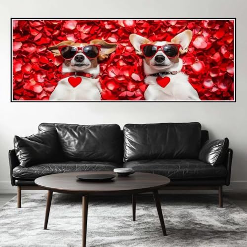 Malen Nach Zahlen Süß Malen Nach Zahlen Erwachsene Hund, 15x45 cm XXL Groß Acrylfarben Ölgemälde, DIY Malen Nach Zahlen Kinder Anfänger Paint by Numbers Adult Set für Wand Dekor (Ohne Rahmen) -H270 von Kggyele