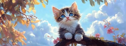 Malen Nach Zahlen Süß Malen Nach Zahlen Erwachsene Katze, 15x45 cm XXL Groß Acrylfarben Ölgemälde, DIY Malen Nach Zahlen Kinder Anfänger Paint by Numbers Adult Set für Wand Dekor (Ohne Rahmen) -H600 von Kggyele