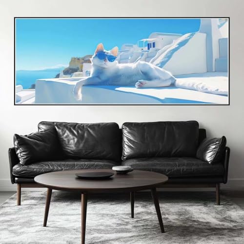 Malen Nach Zahlen Süß Malen Nach Zahlen Erwachsene Katze, 225 X 90 cm XXL Groß Acrylfarben Ölgemälde, DIY Malen Nach Zahlen Kinder Anfänger Paint by Numbers Adult Set für Wand Dekor (Ohne Rahmen)-H655 von Kggyele