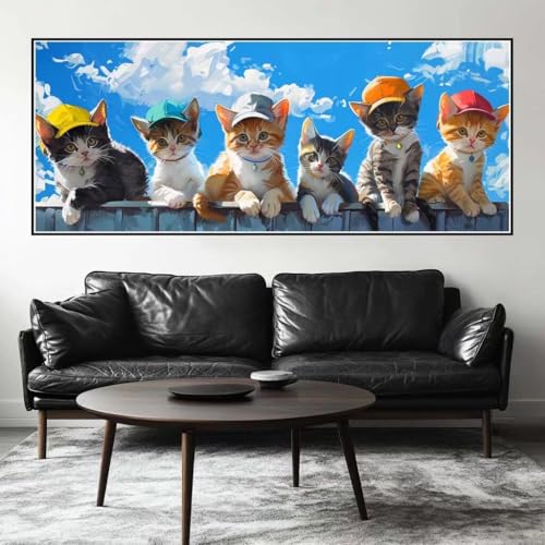 Malen Nach Zahlen Süß Malen Nach Zahlen Erwachsene Katze, 250 X 100 cm XXL Groß Acrylfarben Ölgemälde, DIY Malen Nach Zahlen Kinder Anfänger Paint by Numbers Set für Wand Dekor (Ohne Rahmen) -H358 von Kggyele