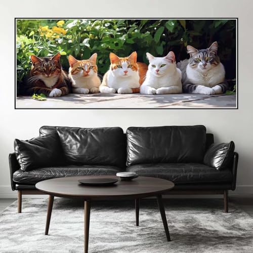 Malen Nach Zahlen Süß Malen Nach Zahlen Erwachsene Katze, 250 X 100 cm XXL Groß Acrylfarben Ölgemälde, DIY Malen Nach Zahlen Kinder Anfänger Paint by Numbers Set für Wand Dekor (Ohne Rahmen) -H289 von Kggyele