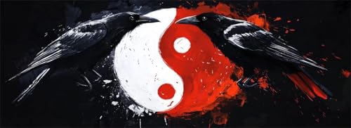 Malen Nach Zahlen Tai Chi Malen Nach Zahlen Erwachsene Krähe, 35x105 cm XXL Groß Acrylfarben Ölgemälde, DIY Malen Nach Zahlen Kinder Anfänger Paint by Numbers Set für Wand Dekor (Ohne Rahmen) -H544 von Kggyele