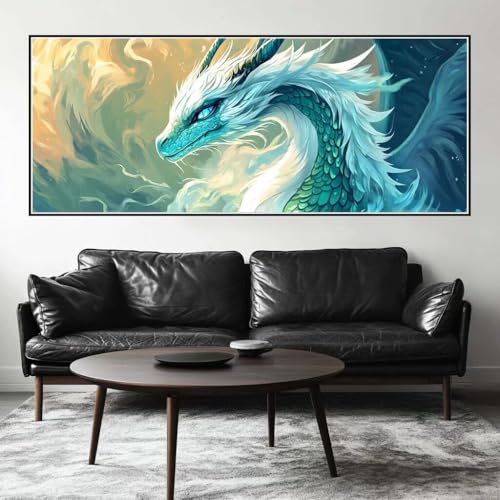 Malen Nach Zahlen Tier Malen Nach Zahlen Erwachsene Drache, 100 X 40 cm XXL Groß Acrylfarben Ölgemälde, DIY Malen Nach Zahlen Kinder Anfänger Paint by Numbers Set für Wand Dekor (Ohne Rahmen) -H233 von Kggyele