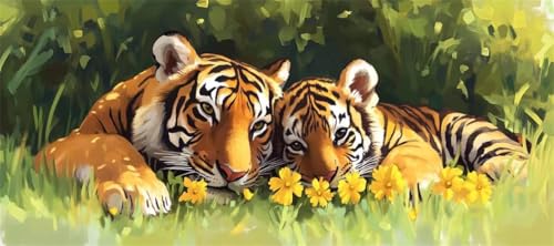 Malen Nach Zahlen Tier Malen Nach Zahlen Erwachsene Tiger, 150 X 75 cm XXL Groß Acrylfarben Ölgemälde, DIY Malen Nach Zahlen Kinder Anfänger Paint by Numbers Set für Wand Dekor (Ohne Rahmen) -H382 von Kggyele