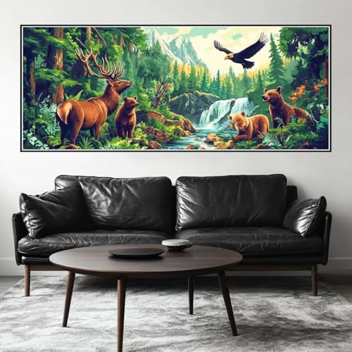 Malen Nach Zahlen Tier Malen Nach Zahlen Erwachsene Wald, 150 X 60 cm XXL Groß Acrylfarben Ölgemälde, DIY Malen Nach Zahlen Kinder Anfänger Paint by Numbers Adult Set für Wand Dekor (Ohne Rahmen)-H907 von Kggyele