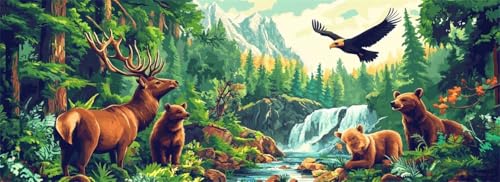 Malen Nach Zahlen Tier Malen Nach Zahlen Erwachsene Wald, 25x75 cm XXL Groß Acrylfarben Ölgemälde, DIY Malen Nach Zahlen Kinder Anfänger Paint by Numbers Adult Set für Wand Dekor (Ohne Rahmen) -H907 von Kggyele