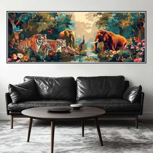 Malen Nach Zahlen Tiere Malen Nach Zahlen Erwachsene Wald, 85x255 cm XXL Groß Acrylfarben Ölgemälde, DIY Malen Nach Zahlen Kinder Anfänger Paint by Numbers Set für Wand Dekor (Ohne Rahmen) -H496 von Kggyele