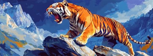 Malen Nach Zahlen Tiger Malen Nach Zahlen Erwachsene Berg, 85x255 cm XXL Groß Acrylfarben Ölgemälde, DIY Malen Nach Zahlen Kinder Anfänger Paint by Numbers Set für Wand Dekor (Ohne Rahmen) -H765 von Kggyele