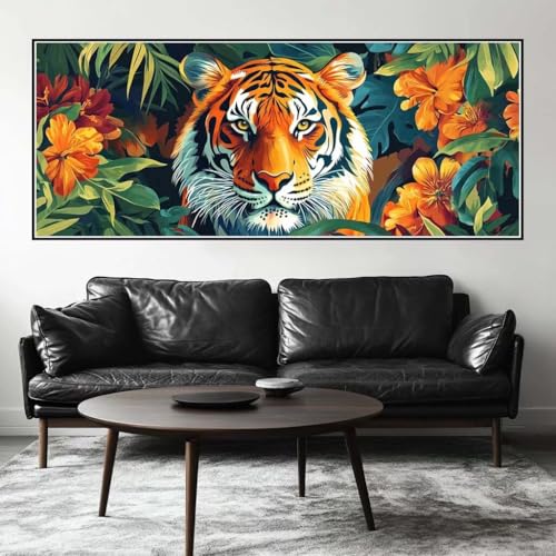 Malen Nach Zahlen Tiger Malen Nach Zahlen Erwachsene Blume, 100 X 40 cm XXL Groß Acrylfarben Ölgemälde, DIY Malen Nach Zahlen Kinder Anfänger Paint by Numbers Set für Wand Dekor (Ohne Rahmen) -H504 von Kggyele