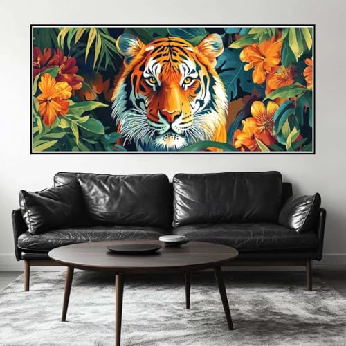Malen Nach Zahlen Tiger Malen Nach Zahlen Erwachsene Blume, 110 X 55 cm XXL Groß Acrylfarben Ölgemälde, DIY Malen Nach Zahlen Kinder Anfänger Paint by Numbers Set für Wand Dekor (Ohne Rahmen) -H504 von Kggyele