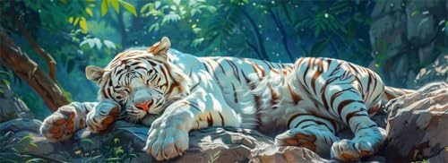 Malen Nach Zahlen Tiger Malen Nach Zahlen Erwachsene Wald, 75x225 cm XXL Groß Acrylfarben Ölgemälde, DIY Malen Nach Zahlen Kinder Anfänger Paint by Numbers Set für Wand Dekor (Ohne Rahmen) -H694 von Kggyele