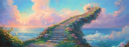 Malen Nach Zahlen Traum Malen Nach Zahlen Erwachsene Brücke, 85x255 cm XXL Groß Acrylfarben Ölgemälde, DIY Malen Nach Zahlen Kinder Anfänger Paint by Numbers Set für Wand Dekor (Ohne Rahmen) -H888 von Kggyele