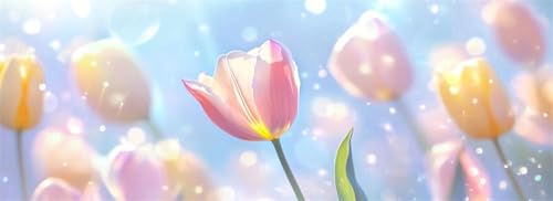 Malen Nach Zahlen Tulpe Malen Nach Zahlen Erwachsene Blume, 35x105 cm XXL Groß Acrylfarben Ölgemälde, DIY Malen Nach Zahlen Kinder Anfänger Paint by Numbers Set für Wand Dekor (Ohne Rahmen) -H831 von Kggyele