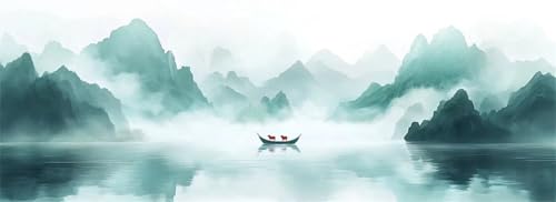 Malen Nach Zahlen Tuschemalerei Malen Nach Zahlen Erwachsene China, 25x75 cm XXL Groß Acrylfarben Ölgemälde, DIY Malen Nach Zahlen Kinder Anfänger Set Bastelset für Wand Dekor (Ohne Rahmen) -H560 von Kggyele