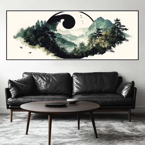 Malen Nach Zahlen Tuschemalerei Malen Nach Zahlen Erwachsene China, 35x105 cm XXL Groß Acrylfarben Ölgemälde, DIY Malen Nach Zahlen Kinder Anfänger Set Bastelset für Wand Dekor (Ohne Rahmen) -H464 von Kggyele