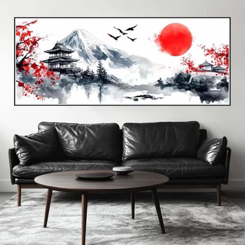 Malen Nach Zahlen Tuschemalerei Malen Nach Zahlen Erwachsene Landschaft, 225 X 90 cm XXL Groß Acrylfarben Ölgemälde, DIY Malen Nach Zahlen Kinder Anfänger Bastelset für Wand Dekor (Ohne Rahmen) -H347 von Kggyele