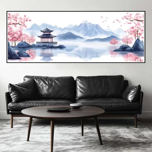 Malen Nach Zahlen Tuschemalerei Malen Nach Zahlen Erwachsene Landschaft, 55x165 cm XXL Groß Acrylfarben Ölgemälde, DIY Malen Nach Zahlen Kinder Anfänger Bastelset für Wand Dekor (Ohne Rahmen) -H297 von Kggyele