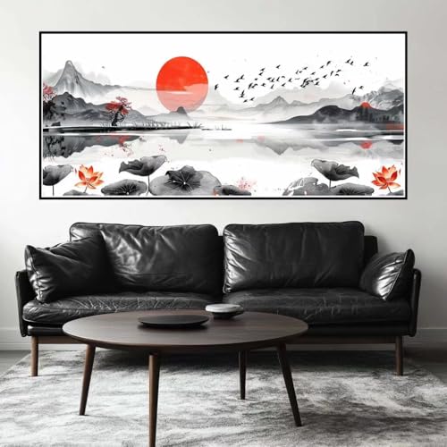 Malen Nach Zahlen Tuschemalerei Malen Nach Zahlen Erwachsene Landschaft, 70 X 35 cm XXL Groß Acrylfarben Ölgemälde, DIY Malen Nach Zahlen Kinder Anfänger Bastelset für Wand Dekor (Ohne Rahmen) -H548 von Kggyele