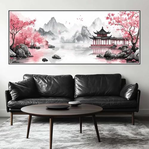 Malen Nach Zahlen Tuschemalerei Malen Nach Zahlen Erwachsene Landschaft, 75 X 30 cm XXL Groß Acrylfarben Ölgemälde, DIY Malen Nach Zahlen Kinder Anfänger Bastelset für Wand Dekor (Ohne Rahmen) -H449 von Kggyele