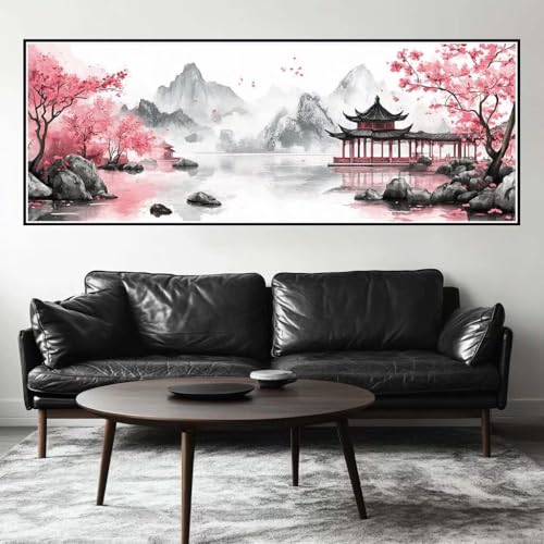 Malen Nach Zahlen Tuschemalerei Malen Nach Zahlen Erwachsene Landschaft, 85x255 cm XXL Groß Acrylfarben Ölgemälde, DIY Malen Nach Zahlen Kinder Anfänger Bastelset für Wand Dekor (Ohne Rahmen) -H449 von Kggyele