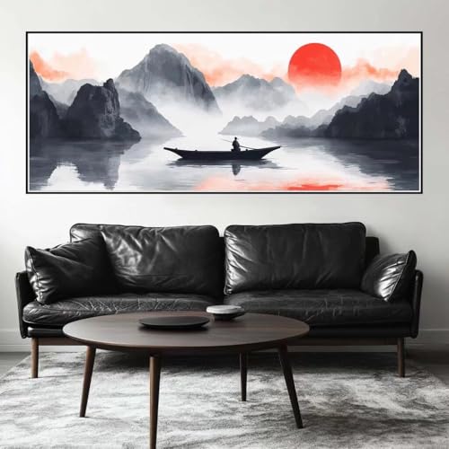 Malen Nach Zahlen Tuschemalerei Malen Nach Zahlen Erwachsene Schiff, 125 X 50 cm XXL Groß Acrylfarben Ölgemälde, DIY Malen Nach Zahlen Kinder Anfänger Set Bastelset für Wand Dekor (Ohne Rahmen) -H707 von Kggyele