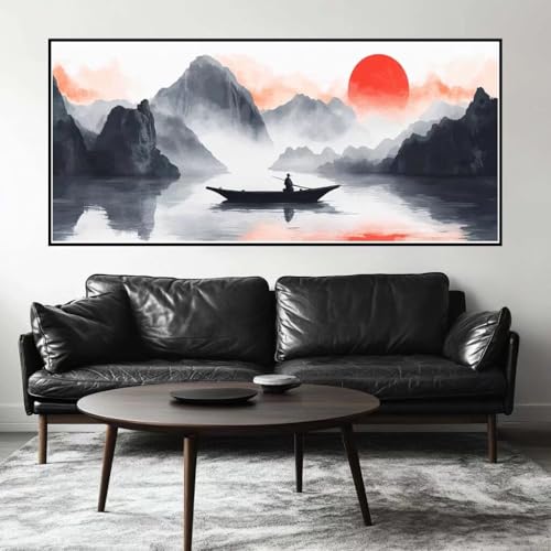 Malen Nach Zahlen Tuschemalerei Malen Nach Zahlen Erwachsene Schiff, 190 X 95 cm XXL Groß Acrylfarben Ölgemälde, DIY Malen Nach Zahlen Kinder Anfänger Set Bastelset für Wand Dekor (Ohne Rahmen) -H707 von Kggyele