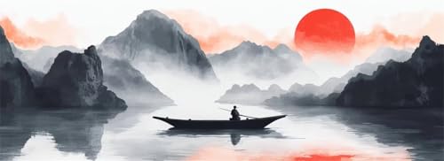 Malen Nach Zahlen Tuschemalerei Malen Nach Zahlen Erwachsene Schiff, 85x255 cm XXL Groß Acrylfarben Ölgemälde, DIY Malen Nach Zahlen Kinder Anfänger Set Bastelset für Wand Dekor (Ohne Rahmen) -H707 von Kggyele