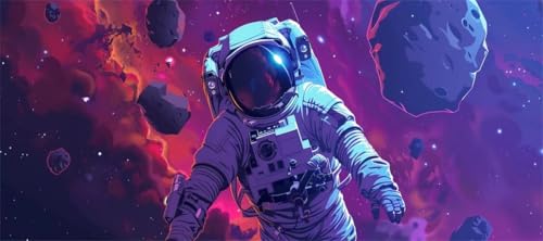 Malen Nach Zahlen Universum Malen Nach Zahlen Erwachsene Astronaut, 130 X 65 cm XXL Groß Acrylfarben Ölgemälde, DIY Malen Nach Zahlen Kinder Anfänger Set Bastelset für Wand Dekor (Ohne Rahmen) -H99 von Kggyele