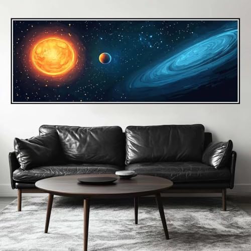 Malen Nach Zahlen Universum Malen Nach Zahlen Erwachsene Galaxie, 55x165 cm XXL Groß Acrylfarben Ölgemälde, DIY Malen Nach Zahlen Kinder Anfänger Set Bastelset für Wand Dekor (Ohne Rahmen) -H258 von Kggyele
