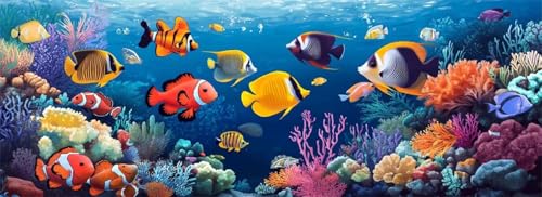 Malen Nach Zahlen Unterwasserwelt Malen Nach Zahlen Erwachsene Fisch, 25x75 cm XXL Groß Acrylfarben Ölgemälde, DIY Malen Nach Zahlen Kinder Anfänger Set Bastelset für Wand Dekor (Ohne Rahmen) -H925 von Kggyele