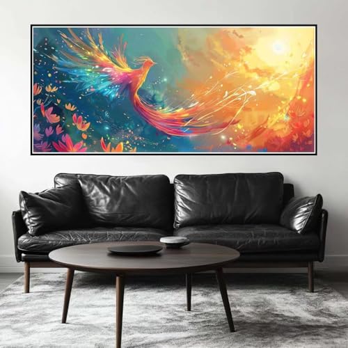 Malen Nach Zahlen Vogel Malen Nach Zahlen Erwachsene Phönix, 90 X 45 cm XXL Groß Acrylfarben Ölgemälde, DIY Malen Nach Zahlen Kinder Anfänger Paint by Numbers Set für Wand Dekor (Ohne Rahmen) -H668 von Kggyele