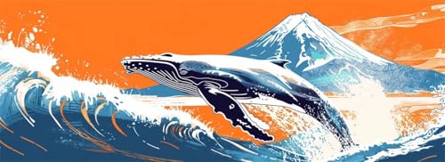 Malen Nach Zahlen Wal Malen Nach Zahlen Erwachsene Berg Fuji, 75x225 cm XXL Groß Acrylfarben Ölgemälde, DIY Malen Nach Zahlen Kinder Anfänger Paint by Numbers Set für Wand Dekor (Ohne Rahmen) -H580 von Kggyele