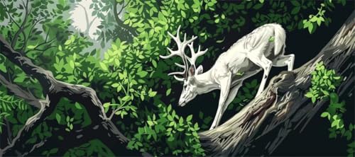 Malen Nach Zahlen Wald Malen Nach Zahlen Erwachsene Hirsch, 130 X 65 cm XXL Groß Acrylfarben Ölgemälde, DIY Malen Nach Zahlen Kinder Anfänger Paint by Numbers Set für Wand Dekor (Ohne Rahmen) -H229 von Kggyele