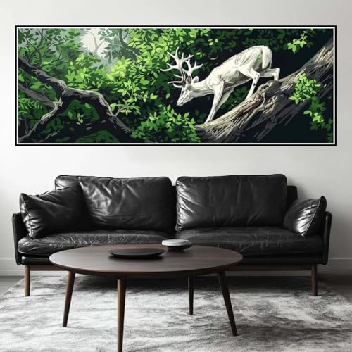 Malen Nach Zahlen Wald Malen Nach Zahlen Erwachsene Hirsch, 15x45 cm XXL Groß Acrylfarben Ölgemälde, DIY Malen Nach Zahlen Kinder Anfänger Paint by Numbers Set für Wand Dekor (Ohne Rahmen) -H229 von Kggyele